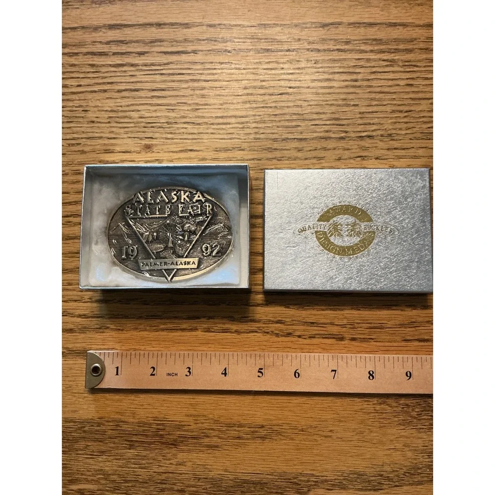 Vintage 1992 Alaska State Fair Belt Buckle Palmer Award Design Medals Brass
